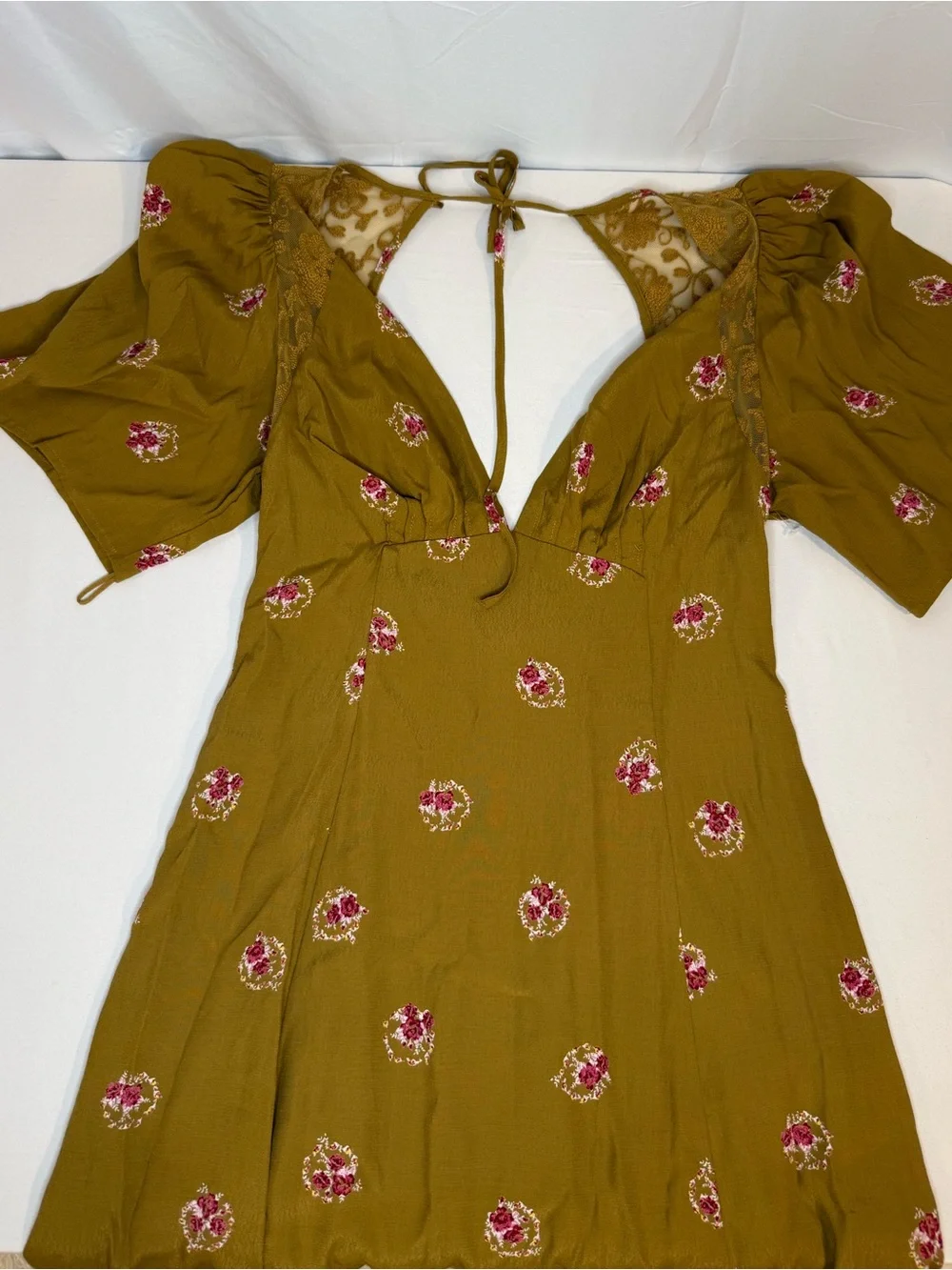 Free People NWT Floral Lace Open Back Mini Dress Size 2 - Picture 5 of 8